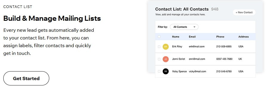 Wix Contacts List