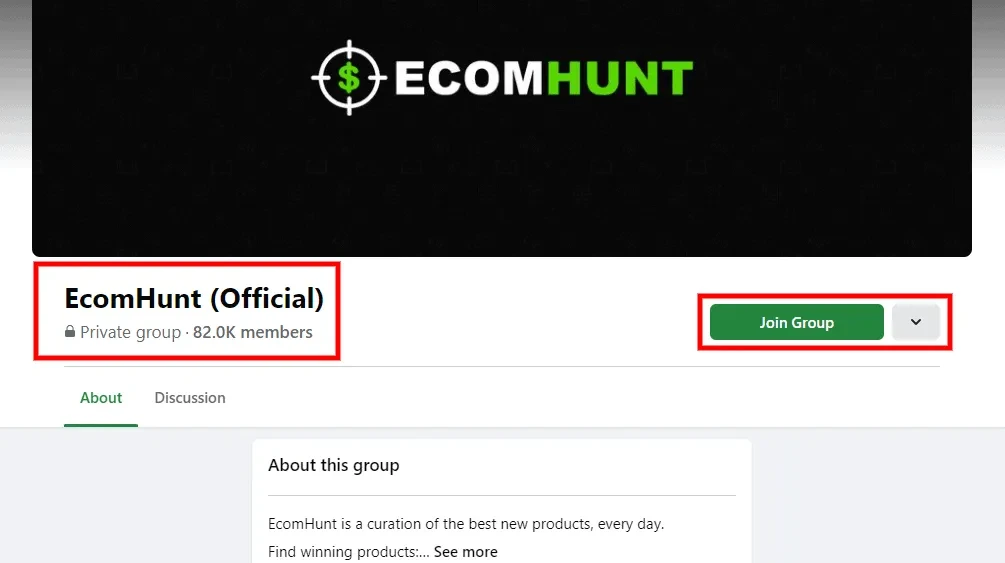 Ecomhunt Facebook Group